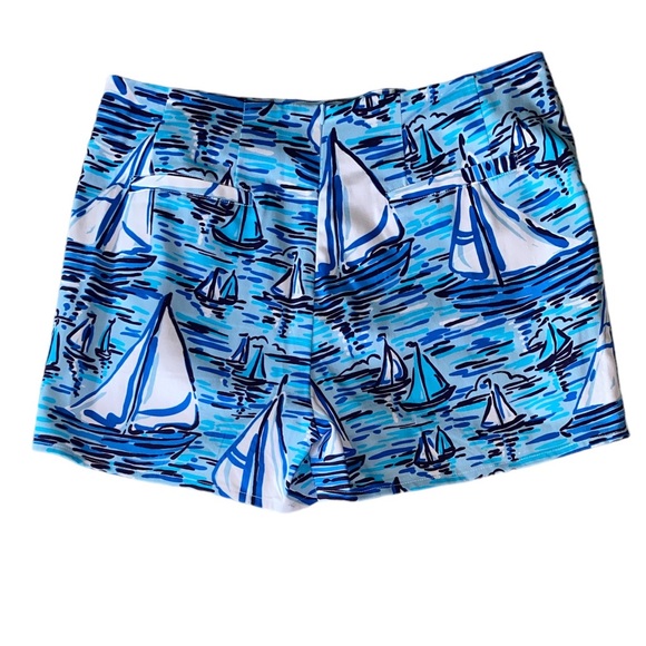 Sail to Sable STS Sail Boat Print Gold Button Shorts - M - Picture 6 of 11